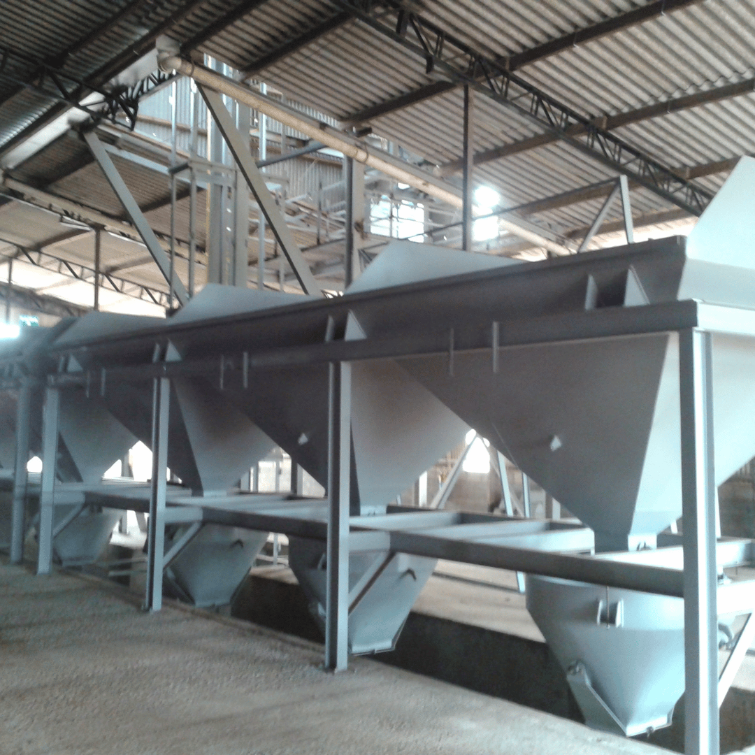 Moega de recepção de matéria-prima